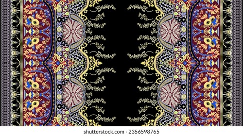 Textile digital pattern motif style handmade drown print in fabric.