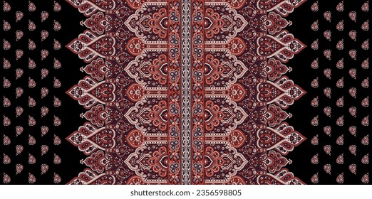 Textile digital pattern motif style handmade drown print in fabric.