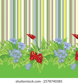 Textile and digital seamless pattern butterflies design.