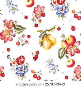 Textile and digital seamless pattern butterflies design.