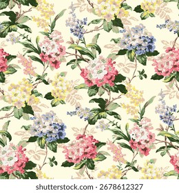 Textile and digital seamless pattern butterflies design.