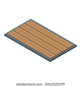 Icono de tapón de puerta textil vectores isométricos. Casa cubierta espacial. Paso adelante