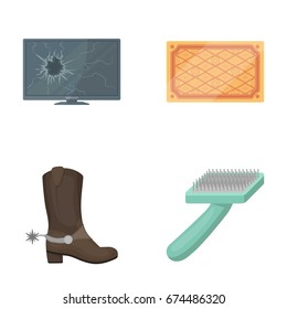 textile, ecology, business and other web icon in cartoon style. brush, carding tool, trade icons in set collection.