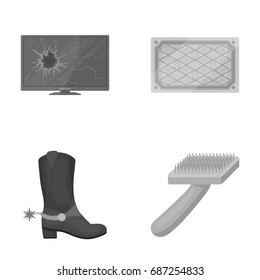 textile, ecology, business and other web icon in monochrome style. brush, carding tool, trade icons in set collection.