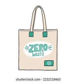 Textile environmentally friendly reusable shopping bags with lettering Zero Waste