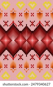 Textile ethnic geometric Ikat oriental traditional seamless pattern. Fabric Ikat cross stitch embroidery knitting boho abstract, graphic elements design for fabric, embroidery, textile, decoration