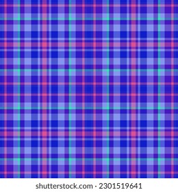 Textile fabric background. Check plaid tartan. Texture vector seamless pattern in blue and turquoise colors.