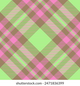 Textile fabric background of check vector tartan with a pattern plaid texture seamless in orange and green colors.