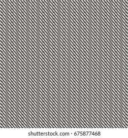 Textile fabric with black and white diagonal stripes. Abstract vector.