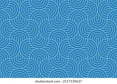 Textile fabric Blue two tone geometric line pattern seamless, Luxury ornamental pattern background design.