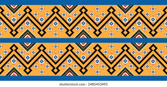 Textile fabric border motif pattern for a geometric oriental seamless pattern. Border decoration. Design for background, wallpaper, vector illustration, textile, batik, carpet, fabric, clothing	