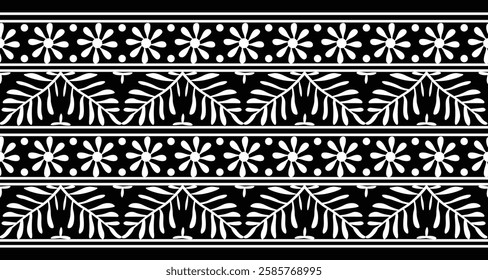 Textile fabric border motif pattern for a geometric oriental seamless pattern. Border decoration. Design for background, wallpaper, vector illustration, textile, batik, carpet, fabric, clothing