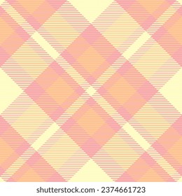 Textile fabric check of plaid pattern background with a vector tartan seamless texture in light and orange colors.
