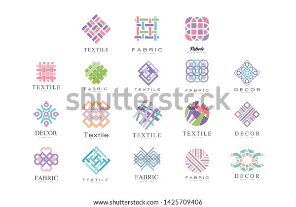 Textile,\
Fabric, Decor Logo Design Set, Tailor Shop, Sewing, Tailoring\
Industry Design Element Vector\
Illustration