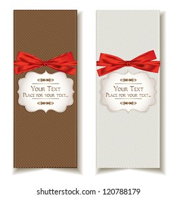 Textile fabric elegant banners with ribbons