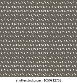 Textile fabric with embroidered or printed signs placed in horizontal rows. Brown carpet with a simple geometric motif. Vector illustration.