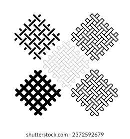 Textile fabric icons. Textile symbol. Interlacing of fibers. Vector