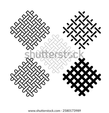 Textile fabric icons. Textile symbol. Interlacing of fibers. Vector