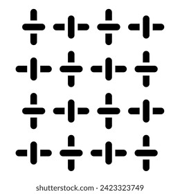 Textile fabric linen texture weaved icon black color vector illustration image flat style