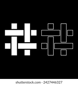 Textile fabric linen texture weaved set icon white color vector illustration image solid fill outline contour line thin flat style