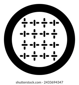 Textile fabric linen texture weaved icon in circle round black color vector illustration image solid outline style