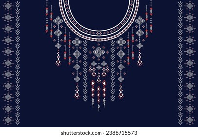 Textile Fabric neck design, oriental pattern traditional, Geometric oriental pattern design for fashion women clothing Neckline design for textile print.