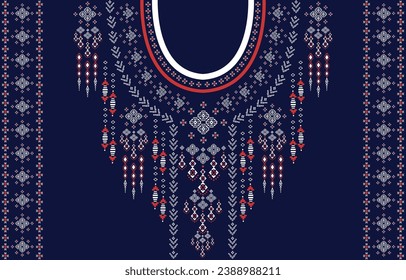 Textile Fabric neck design, oriental pattern traditional, Geometric oriental pattern design for fashion women clothing Neckline design for textile print.