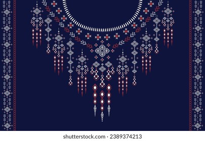 Textile Fabric neck design, oriental pattern traditional, Geometric oriental pattern design for fashion women clothing Neckline design for textile print.