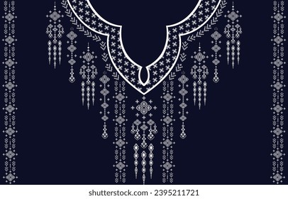 Textile Fabric neck design, oriental pattern traditional, Geometric oriental pattern design for fashion women clothing Neckline design for textile print.