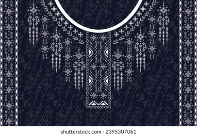 Textile Fabric neck design, oriental pattern traditional, Geometric oriental pattern design for fashion women clothing Neckline design for textile print.