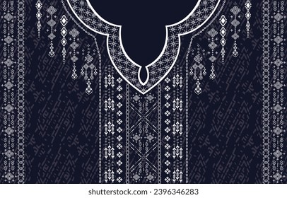 Textile Fabric neck design, oriental pattern traditional, Geometric oriental pattern design for fashion women clothing Neckline design for textile print.