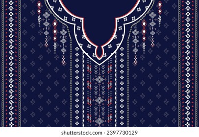 Textile Fabric neck design, oriental pattern traditional, Geometric oriental pattern design for fashion women clothing Neckline design for textile print.