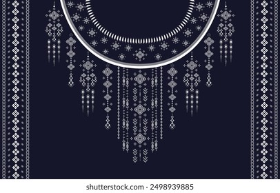 Textile Fabric neck design, oriental pattern traditional, Geometric oriental pattern design for fashion women clothing Neckline design for textile print.