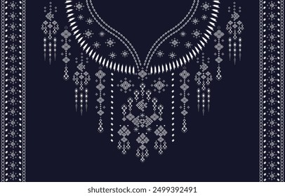 Textile Fabric neck design, oriental pattern traditional, Geometric oriental pattern design for fashion women clothing Neckline design for textile print.