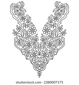 Textile Fabric neck design, pattern traditional, floral necklace embroidery design for fashion clothing design for textile print.