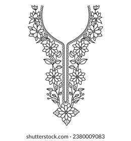 Textile Fabric neck design, pattern traditional, floral necklace embroidery design for fashion clothing design for textile print.