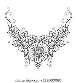 Textile Fabric neck design, pattern traditional, floral necklace embroidery design for fashion clothing design for textile print.
