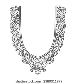 Textile Fabric neck design, pattern traditional, floral necklace embroidery design for fashion clothing design for textile print.