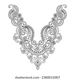 Diseño de cuello de tela textil, diseño de bordado tradicional de collares florales para el diseño de ropa de moda para la impresión textil.