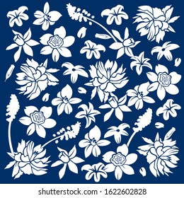 Textile and Fabric Pattern Navy Blue Floral