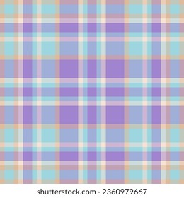 Tela textil sin fisuras del patrón de fondo de comprobación con un tartán de textura vectorial de color claro y violeta.