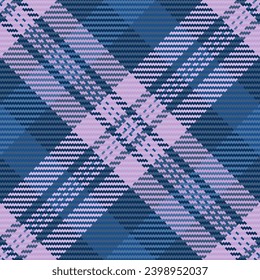 Textile fabric tartan of vector seamless pattern with a plaid check background texture in blue and light colors.