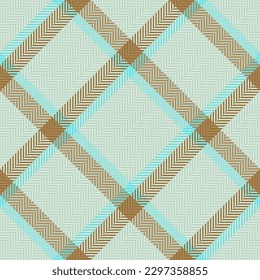 Textile fabric texture. Pattern vector tartan. Check plaid seamless background in amber and cyan colors.