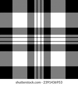 Textil textura del patrón de control vectorial con un tartán sin soldadura de fondo en colores blanco y negro.