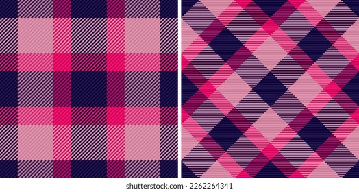 Textile fabric vector. Background plaid check. Seamless tartan pattern texture in set.