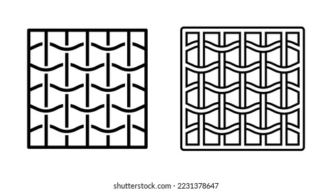 Textile fabric vector icons. Fabric sample flat line icons set. Weave types, outline clothing materials symbol