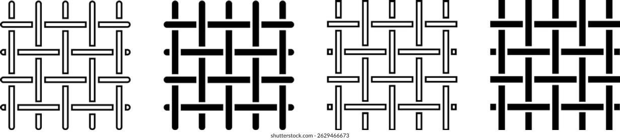 Textile fabric vector icons. Textile symbol, a set of black and white stripes on a white background. design in trendy style