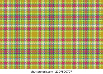 Textile fabric vector of tartan plaid texture with a seamless pattern check background in yellow and lime colors.