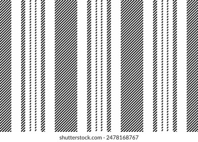 Textile fabric vertical of lines stripe texture with a seamless background pattern vector in white and black colors.