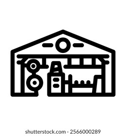 textile factory industry line icon vector. textile factory industry sign. isolated contour symbol black illustration